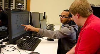 Photo of students at computers